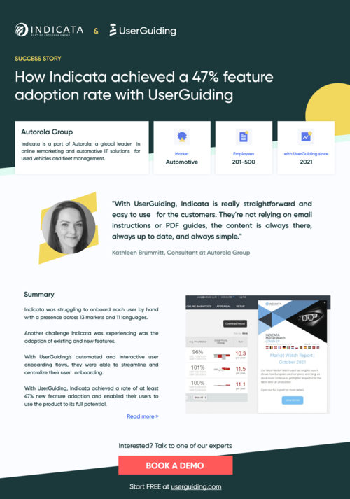 How Indicata achieved a 47% feature  adoption rate with UserGuiding