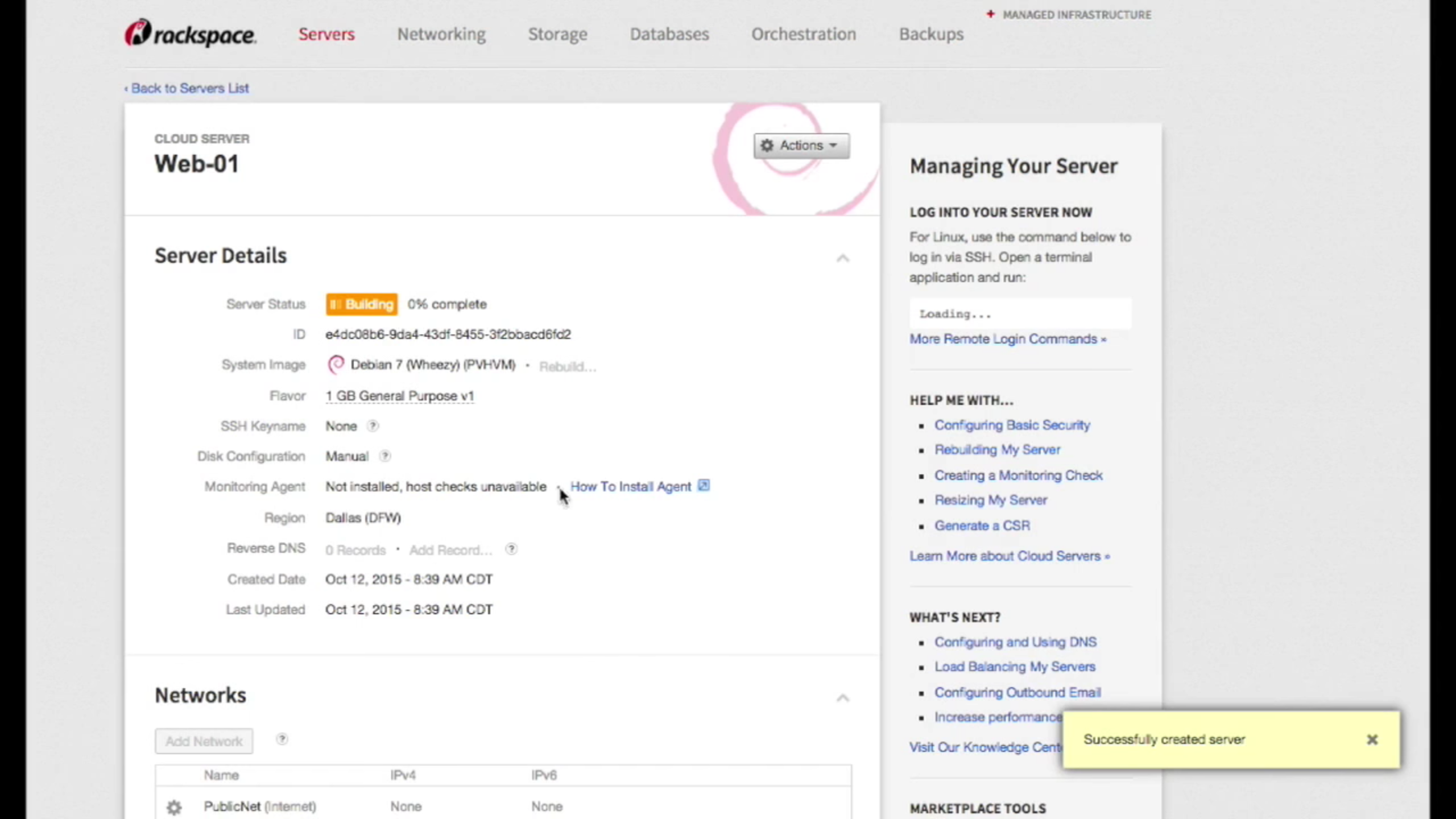 rackspace control panel