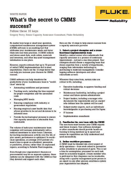"What's the Secret to CMMS Success" White Paper