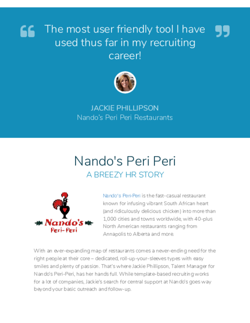 How Nando's Central Support Uses Breezy to Personalize Recruiting