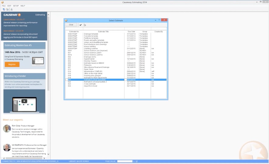 Causeway Estimating screenshot