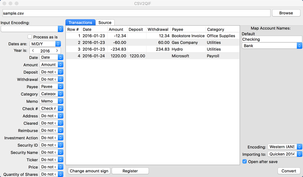 how to convert excel file to quicken qif file format