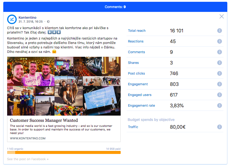 Kontentino dashboard