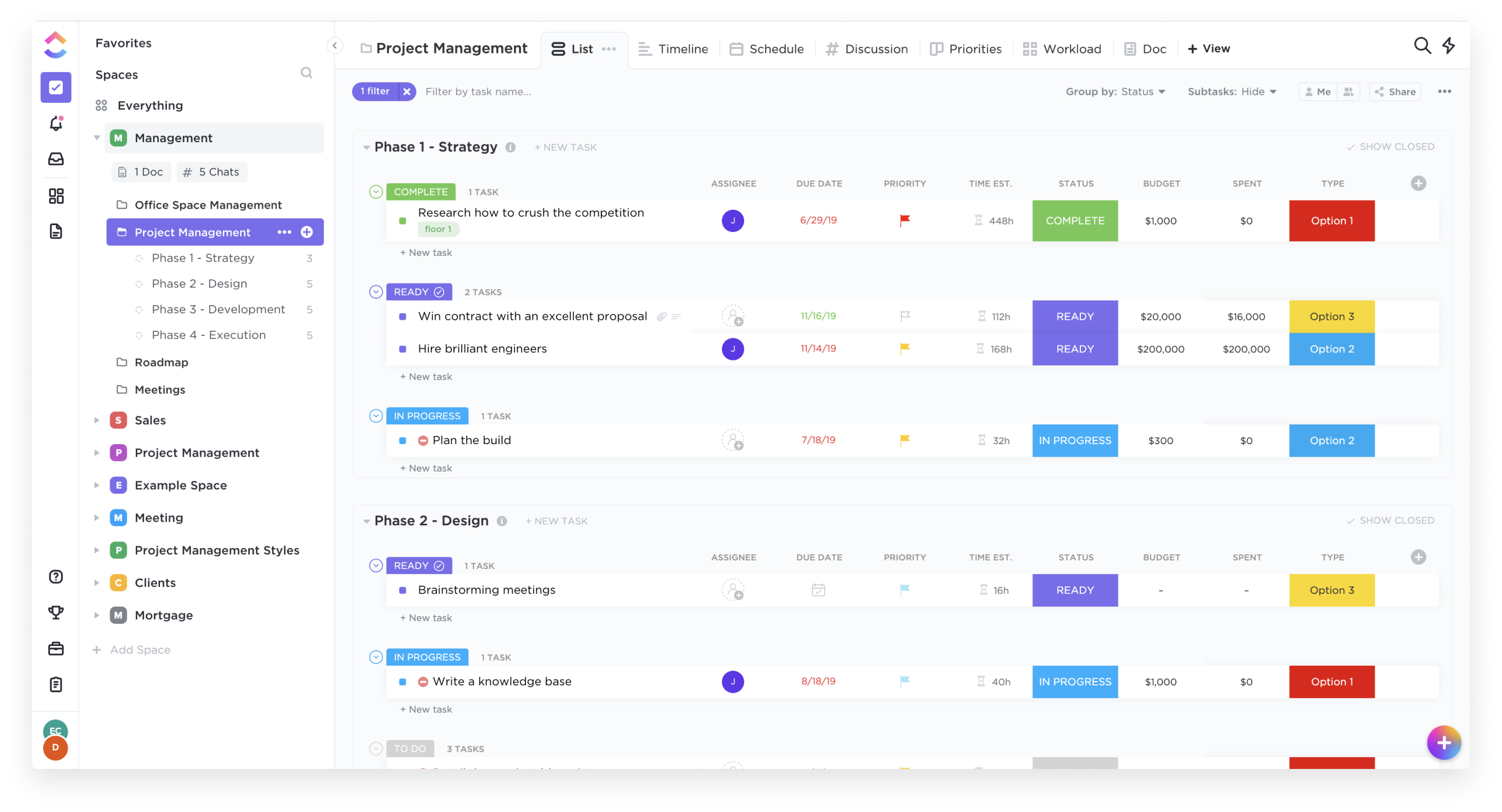 asana vs monday vs clickup