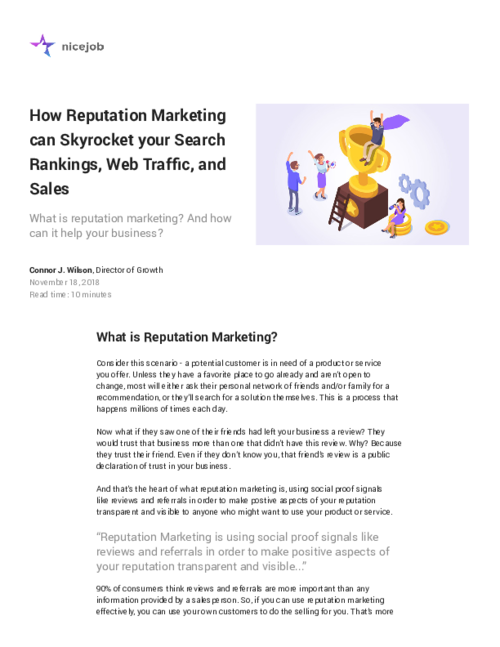 How Reputation Marketing can Skyrocket your Search Rankings, Web Traffic, and Sales