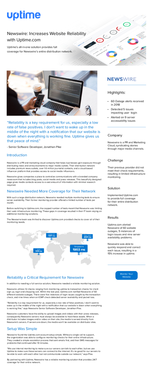 Newswire Case Study: The Importance of Website Monitoring